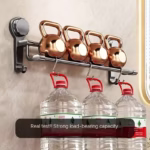 Drill-Free Aluminum Double Towel Rack with Hooks – Modern Gray - Image 5