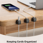 10PCS-Magnetic Cable Clips, Cord Organizer Holder (Black Color)
