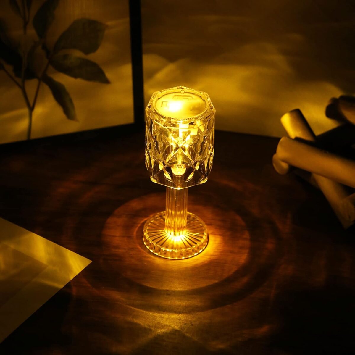 1PCS-Crystal Table Lamp, LED Mini Clear Plastic Crystal Desk Lamp - Image 2