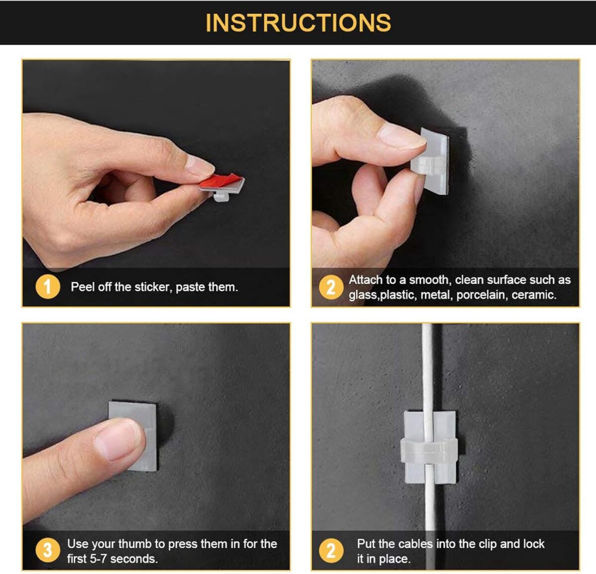 50PCS / 3M Cable Clips Self Adhesive Cord Organizer, Wire Holder - Image 7