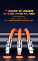 3 in 1 Fast Charging Cable 120W – 6A Multi USB Data Cord for iPhone, Samsung & Huawei - Image 6