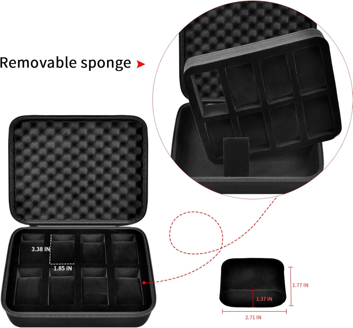 Watch Travel Case, 8 Slots Watch Storage Box - Image 3