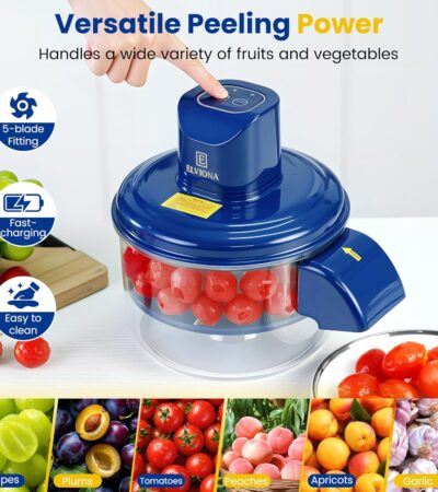 Electric Fruit Peeler made of stainless steel peeling a grape without damage