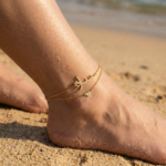 Copper ankle bracelet featuring the name Sara in Arabic calligraphy