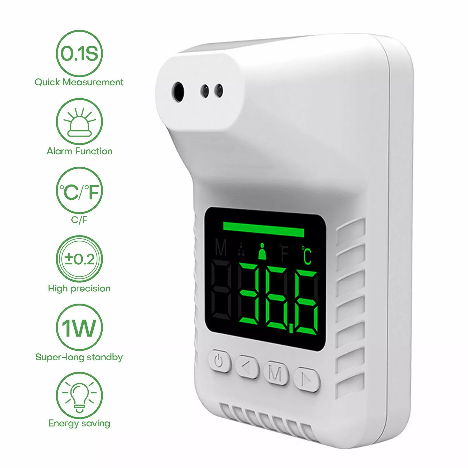 Wall-Mounted-Infrared-Thermometer-K3-Non-Contact Wall Mounted Infrared Thermometer scanning temperature with red alarm light