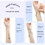 Retractable jewelry helper tool holding a gold bracelet for easy fastening.