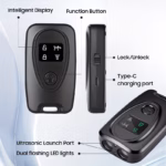 Dual-headed ultrasonic dog repeller and bark control device for training and safety.