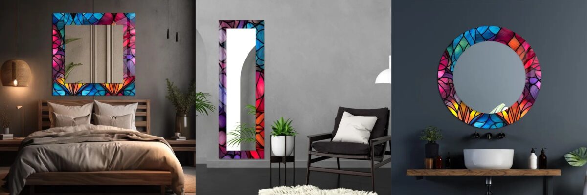 Premium 39.3-inch tempered glass wall mirror with HD UV printed frame