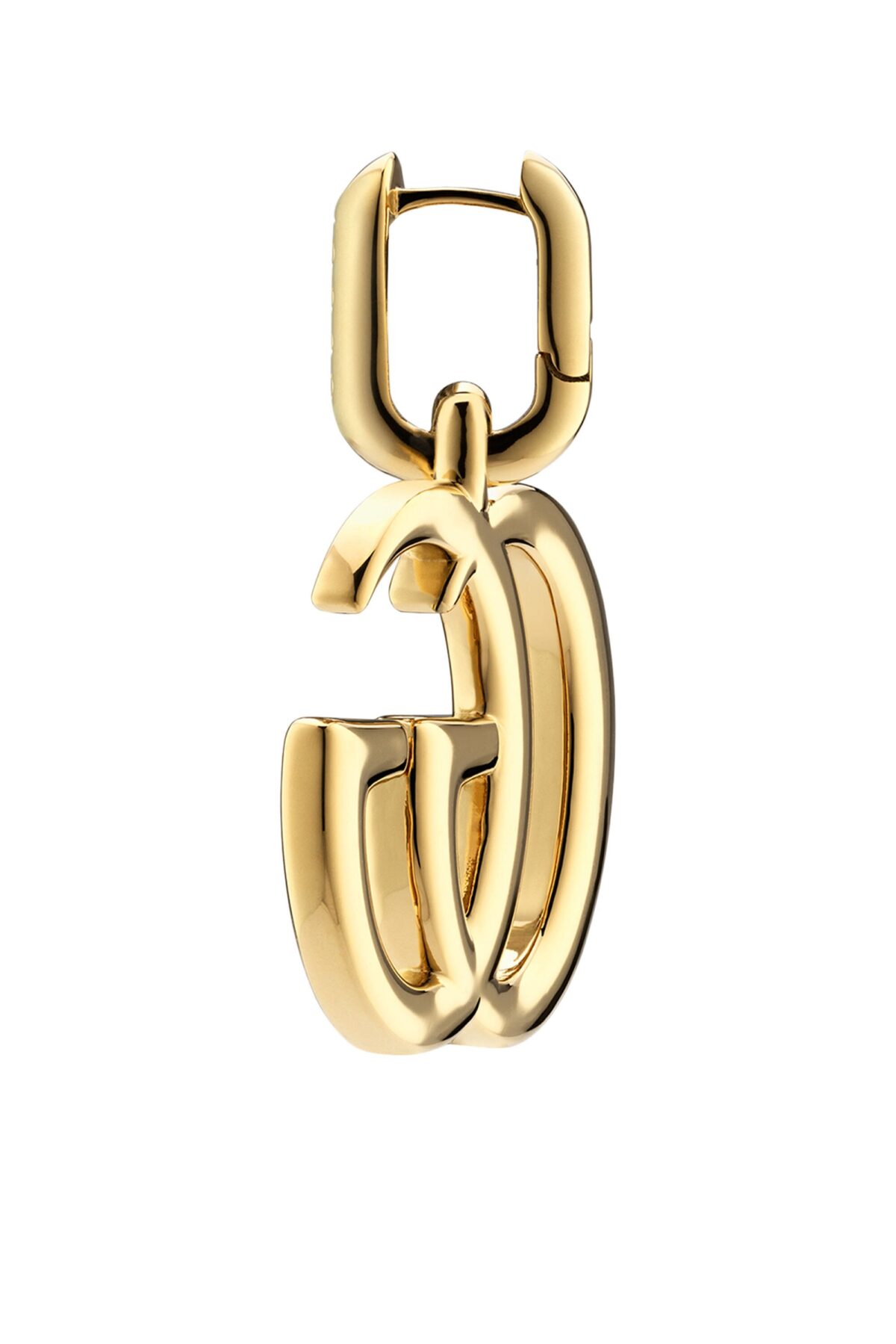 Pair of Gucci GG Marmont Mini Earrings featuring the iconic Double G logo in gold-tone brass