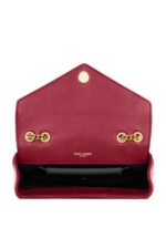 Front view of Saint Laurent Loulou Mini Shoulder Bag in black quilted lambskin leather.