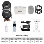 White X3 window cleaning robot with dual water spray nozzles cleaning a large glass pane.