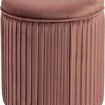 Round rose gold velvet ottoman with a unique pleated wrinkle design and plush padded top.