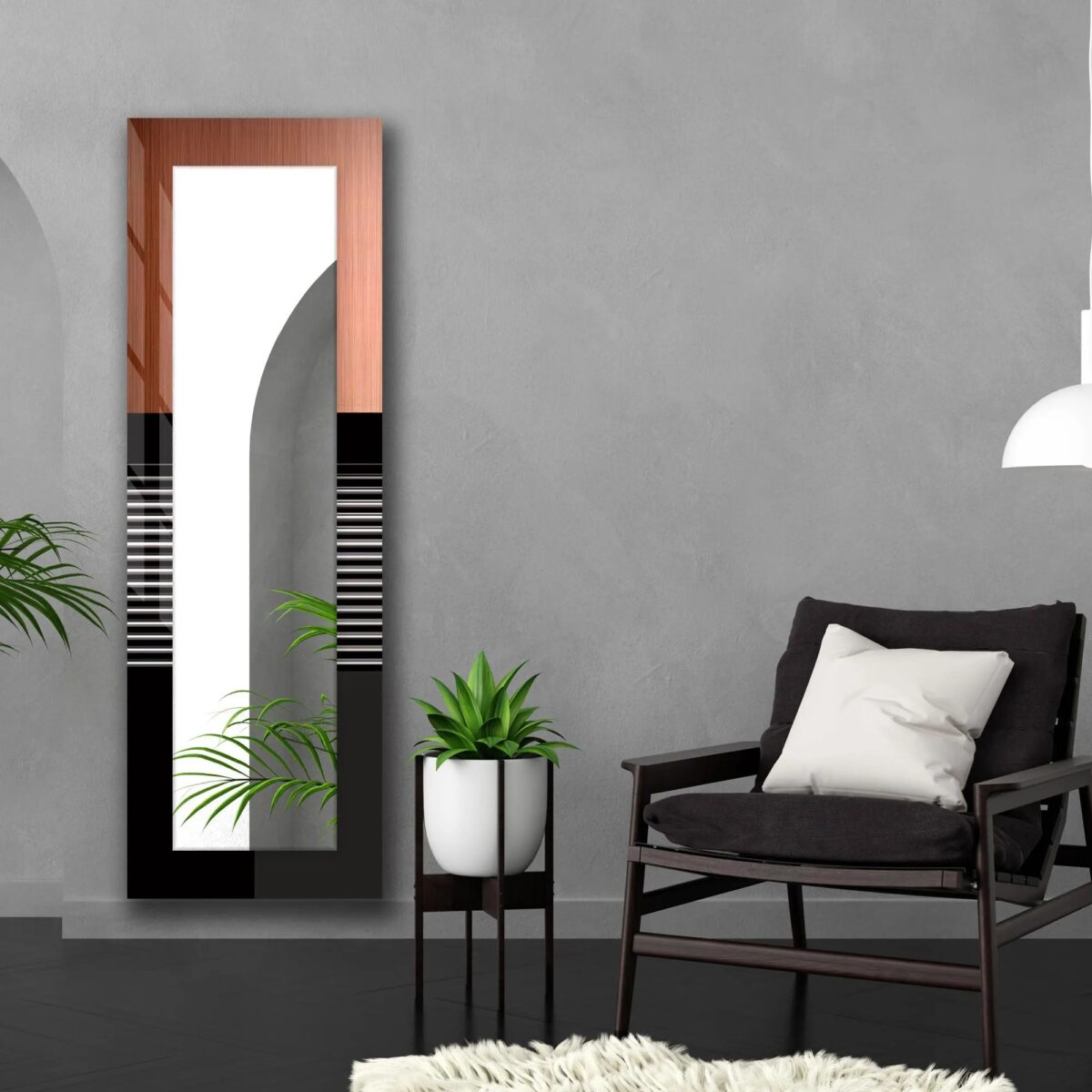 A 39x39 inch Horizontal wall mirror featuring a vibrant UV printed frame on 4mm tempered safety glass.