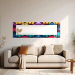 A 39.3-inch square tempered glass wall mirror with a vivid UV-printed design and polished edges.