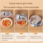 A pack of 50 silver reusable aluminum foil elastic covers for food preservation.