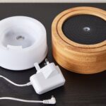 Round bamboo diffuser with blue LED light emitting mist