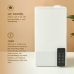 Large white electrical aroma humidifier with remote control, 38.5cm height.