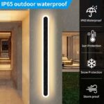 100cm long black minimalist LED wall light with 3000K warm white glow