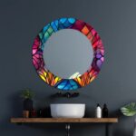Premium 39.3-inch tempered glass wall mirror with HD UV printed frame