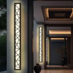 Long black rectangular IP65 waterproof LED wall lamp for outdoor villa lighting.