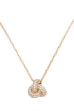 Close-up of Kate Spade Double Knot Pave Pendant with cubic zirconia stones