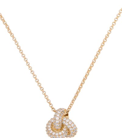 Close-up of Kate Spade Double Knot Pave Pendant with cubic zirconia stones