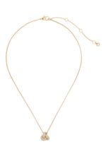 Close-up of Kate Spade Double Knot Pave Pendant with cubic zirconia stones