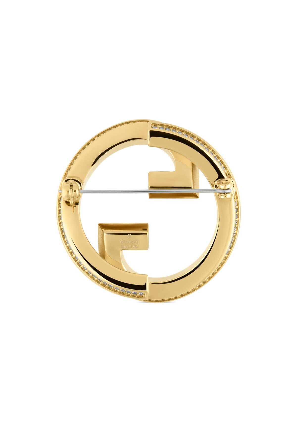 Gucci Blondie Crystal Brooch in gold-toned brass with interlocking logo design