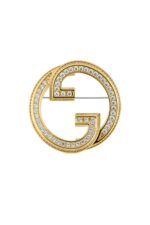 Gucci Blondie Crystal Brooch in gold-toned brass with interlocking logo design