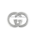 Gucci Silver Crystal Brooch with square silhouette and silver-toned brass finish
