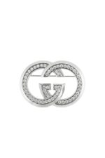 Gucci Silver Crystal Brooch with square silhouette and silver-toned brass finish