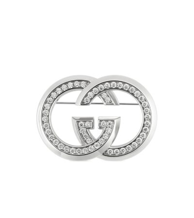 Gucci Silver Crystal Brooch with square silhouette and silver-toned brass finish