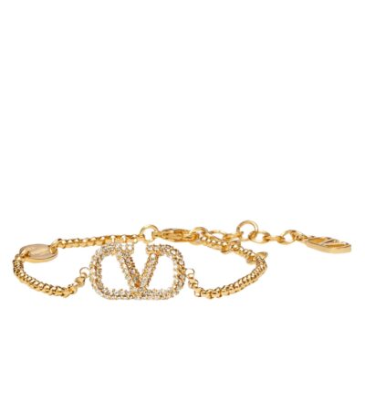 Valentino Garavani gold-tone VLogo bracelet with Swarovski crystals