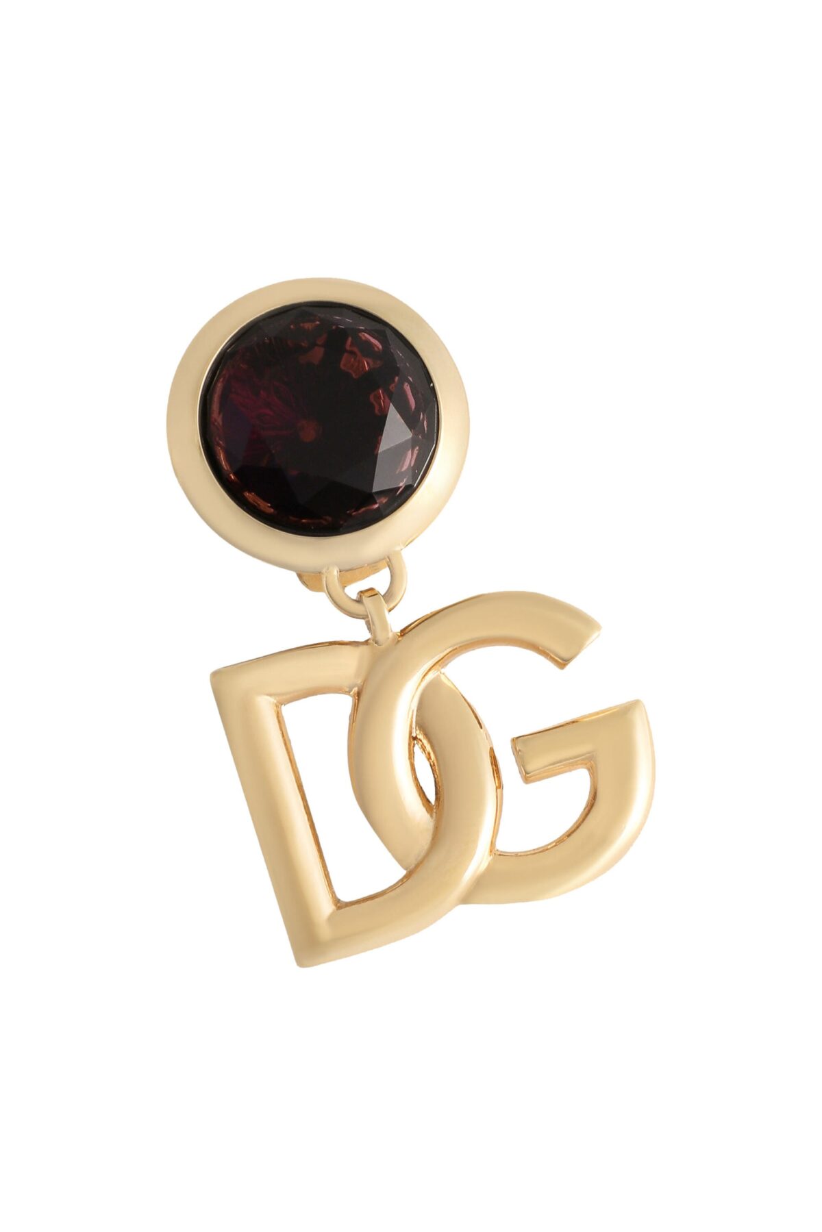 Front view of gold Dolce & Gabbana DG logo clip-on earrings