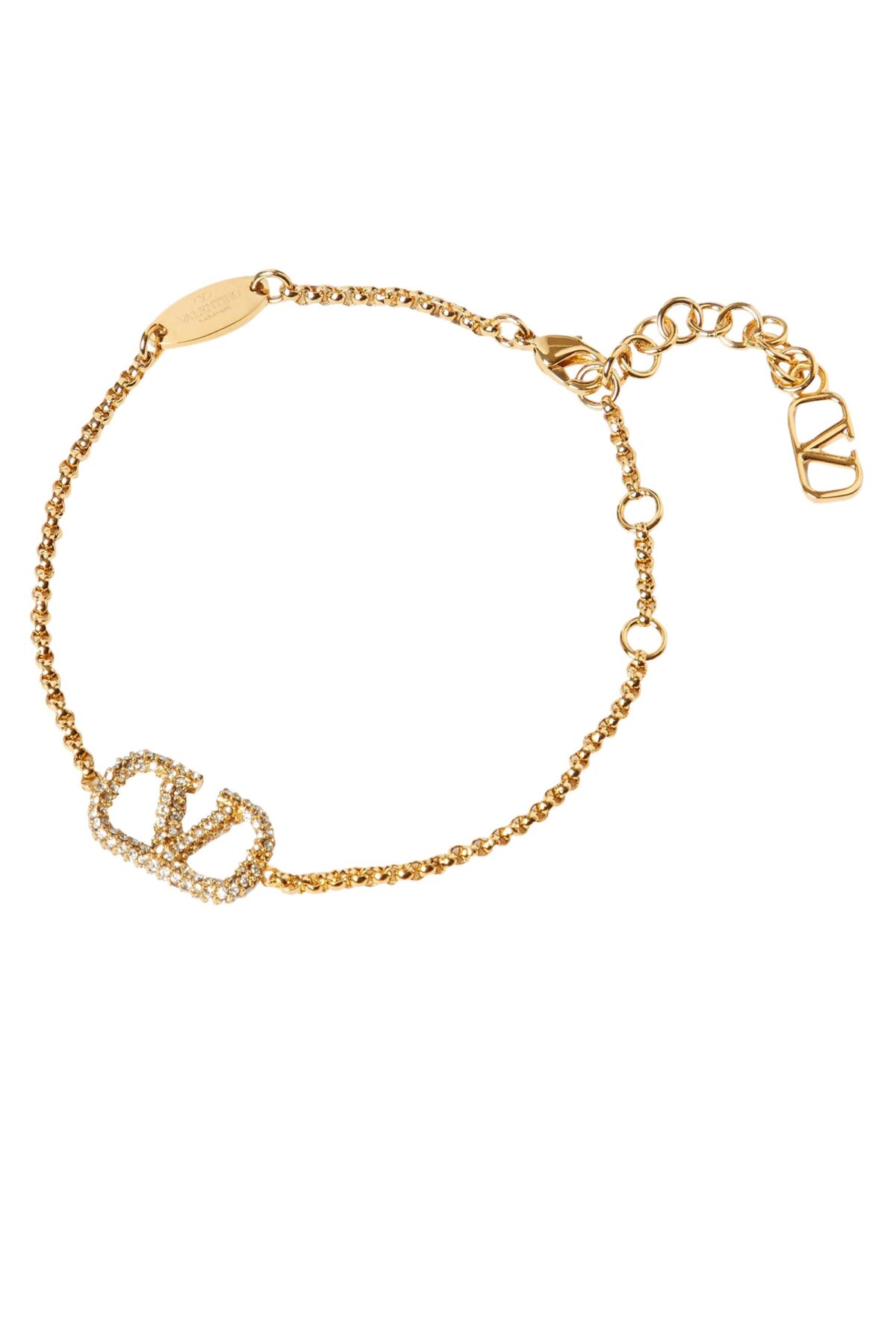 Valentino Garavani gold-tone VLogo bracelet with Swarovski crystals