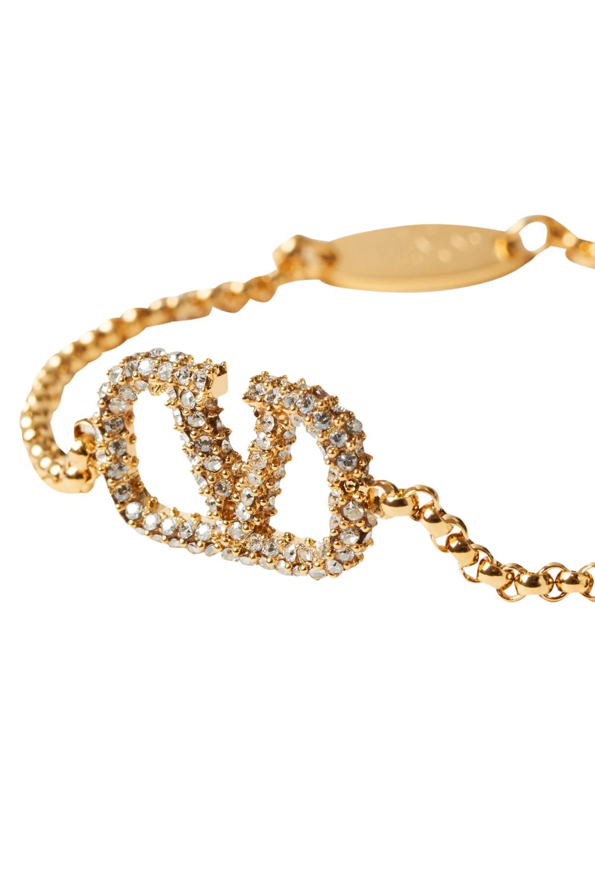 Valentino Garavani gold-tone VLogo bracelet with Swarovski crystals