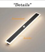 Long minimalist black LED wall light with acrylic enclosure on a modern exterior wall