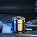 Compact natural solid car aromatherapy. Air freshener mounted on a car air vent