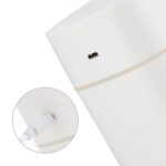 White 600ml portable nano mist humidifier with double spray nozzles and LED lights.