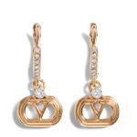 Valentino Garavani Ovalette Earrings in gold metal with Swarovski crystal detailing.