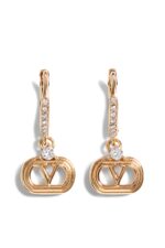 Valentino Garavani Ovalette Earrings in gold metal with Swarovski crystal detailing.