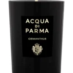 Acqua di Parma Osmanthus candle in a luxury black glass jar with gold lettering.