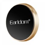 Earldom EH-18 round magnetic phone holder with gold trim and black surface