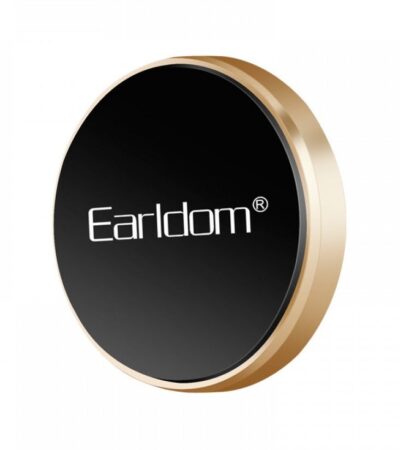 Earldom EH-18 round magnetic phone holder with gold trim and black surface