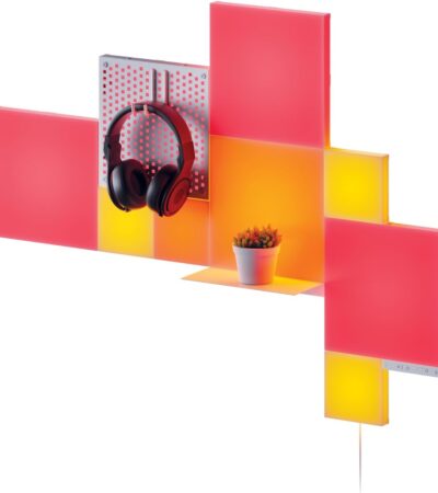 Modular Nanoleaf Blocks Combo XL square light panels on a living room wall