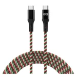 High-quality multicolor braided EQ USB-C to USB-C cable with reinforced connectors