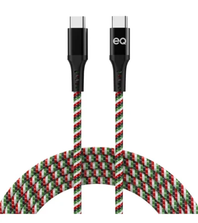High-quality multicolor braided EQ USB-C to USB-C cable with reinforced connectors