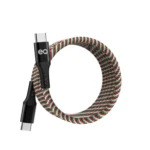 High-quality multicolor braided EQ USB-C to USB-C cable with reinforced connectors