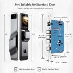 TYSH LWF27 smart lock with face recognition and video camera on a wooden door