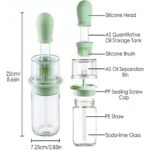 2-in-1 glass oil dispenser bottle with blue silicone brush and dropper